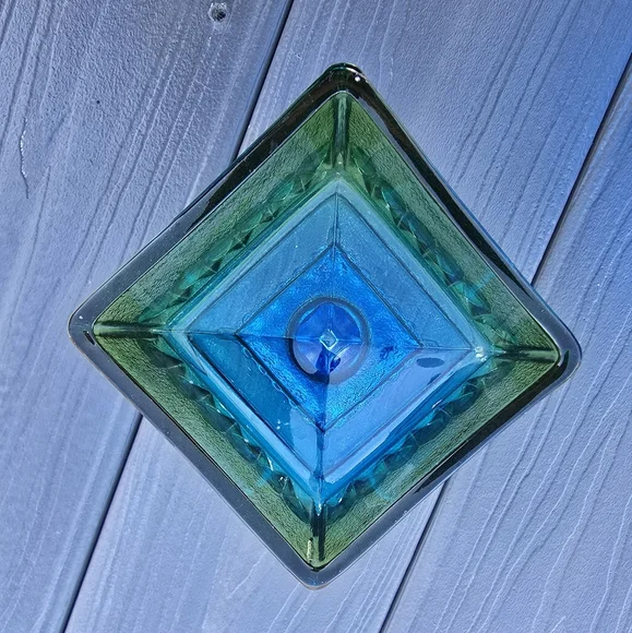 Vintage Jeannette Glass Pedestal Candy Dish Blue Green - Picture 2 of 3